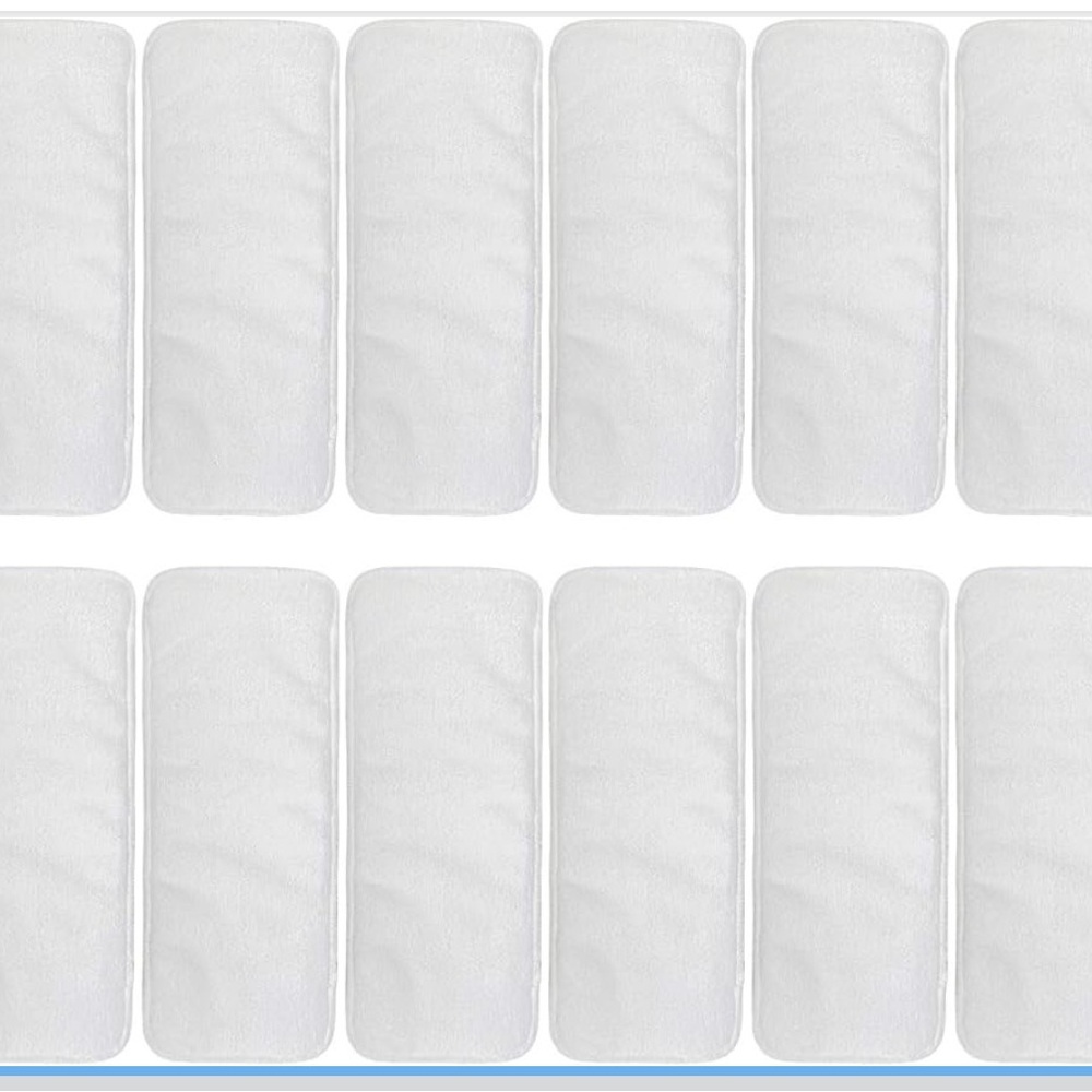 ALVABABY 12pcs Microfiber Inserts,Cloth Diaper Liner,3-Layer Absorbent,Reusable